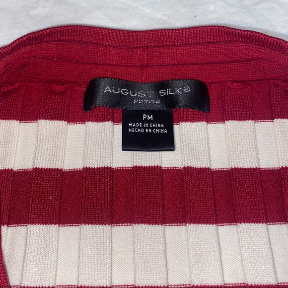 august silk red and cream horizontal striped top📌 - Picture 2 of 5